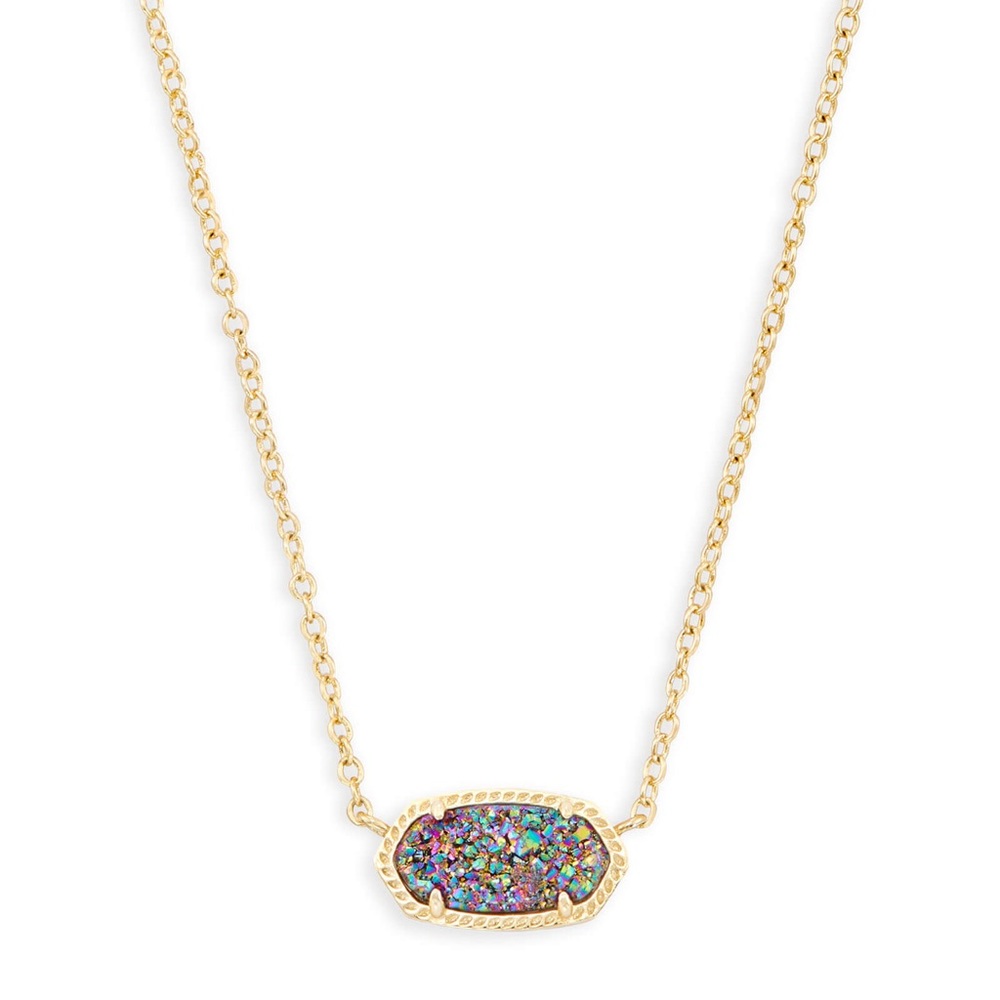 Kendra Scott Multicolor Drusty and Gold Elisa Pendant Necklace